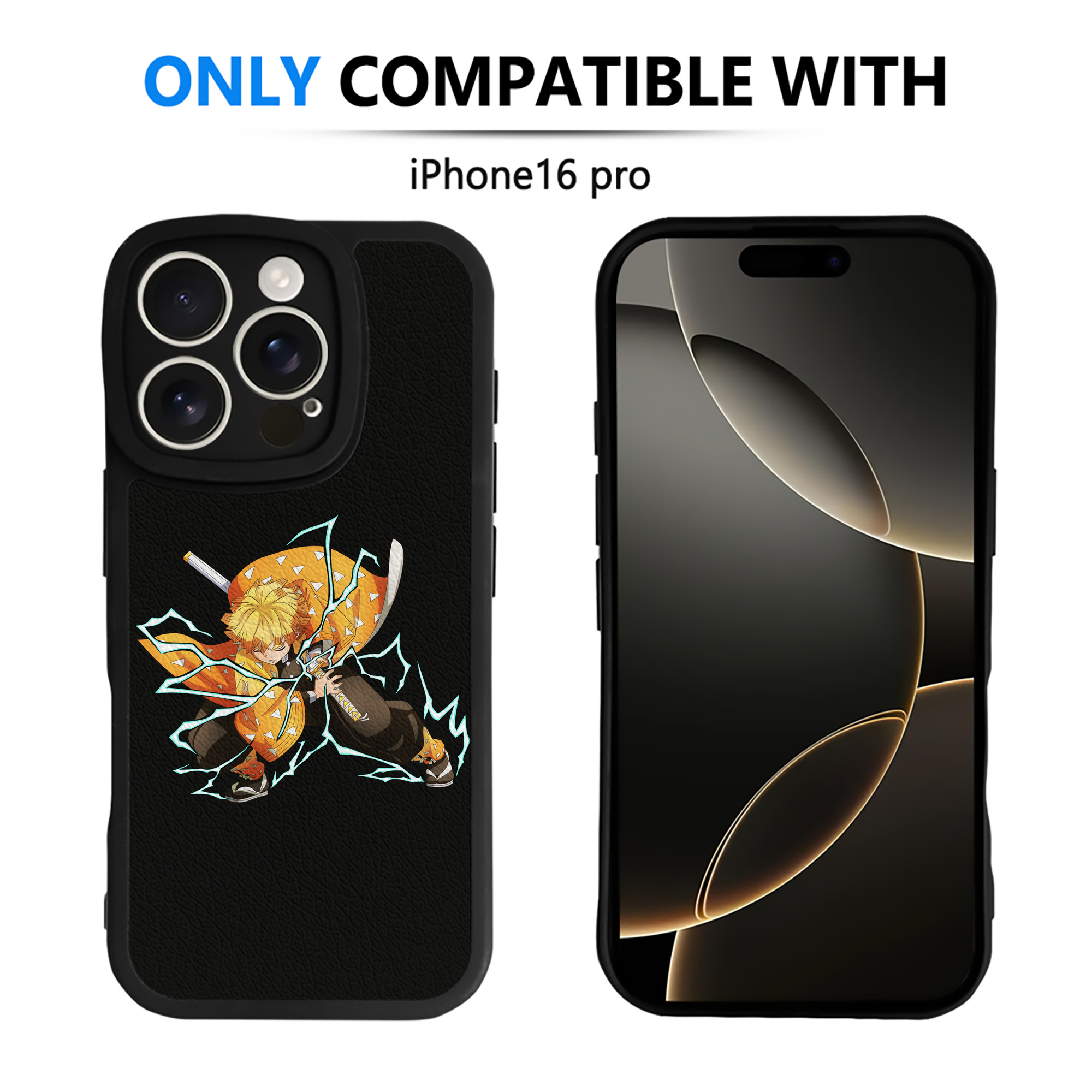 （画像用） 鬼滅の刃（きめつのやいば）我妻 善逸／あがつま ぜんいつ Agatsuma Zenitsu 【iPhone 16シリーズ対応】シリコンスマホケース（レザー調） 材質：シリコン